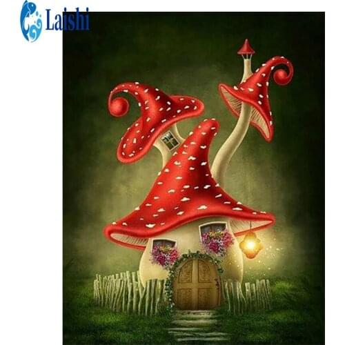 5D DIY Diamond Painting Mushroom house Cross Stitch Kits Embroidery Full round Mosaic Rhinestone Craft Lovers for Home Decor