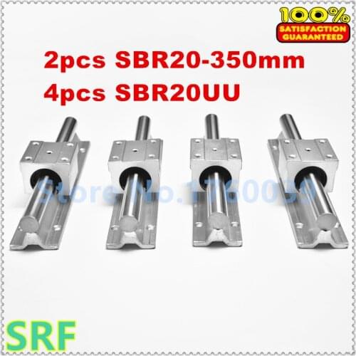 Free shipping 2set SBR20 L350mm linear guide support rail with 4pcs SBR20UU Slide Blocks
