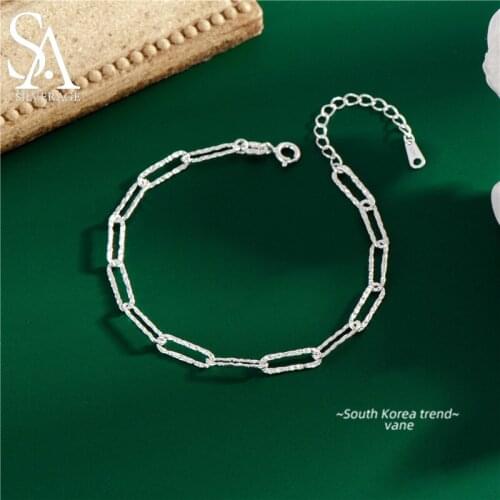 SA SILVERAGE Bracelet Korean Style Simple Basic First Jewelry Wholesale S925 Sterling Silver Sparkling Chehuakou Character