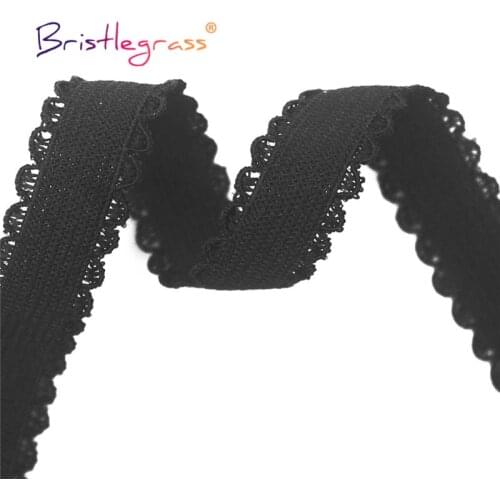 BRISTLEGRASS 50 100 Yard by Roll 1/2" 13mm Picot Loop Frilly Decorative Lace Trim Elastics Spandex Band Hair Tie Lingerie Sewing