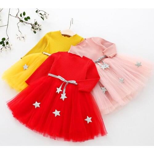 Kid Girl Winter Autumn Clothing Star Tutu Dress Flower Girl Dress Children Prom Ball Causal Dress Baby Girl Christmas Clothes