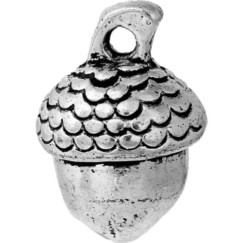 DoreenBeads Charm Pendants Acorn Silver color 15mm(5/8")x 10mm(3/8"),30 PCs
