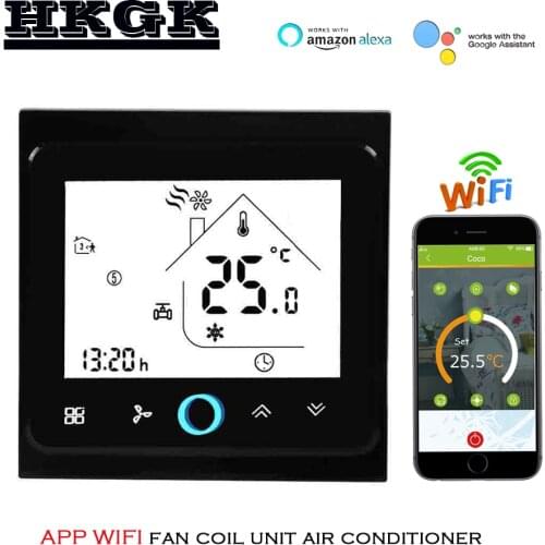 TUYA 95-240VAC 24v heat cool temp thermostat WIFI 2P/4P Works with Alexa Google home