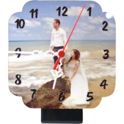 HL2021 Personalized Hdf Square Table Clock with Stand 17x17cm Photo Printed Decorative Gift Idea Trendy Modern Romantic Stylish