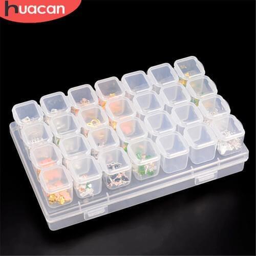 HUACAN 5D Diamond Painting Box Accessories 28 Grids DIY Diamond Embroidery Tool Home Storage