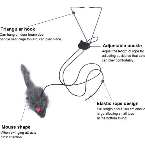 1PC Cat Toys Self-excited Hanging Door Retractable Funny Cat Scratch Rope Mouse Interactive Toy Cat Stick Pet Cat Supplies