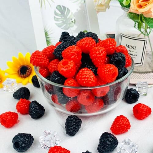10pcs High simulation fake raspberry artificial fruit bilberry cabinet home display decoration early education photography props