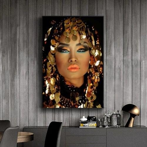 Filter Render Character Close-up Print Poster Bejeweled Gold Makeup Woman Canvas Oil Painting Wall Art Living Room Decoration
