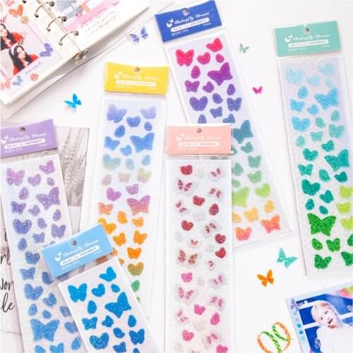 Colorful Butterfly Daily Deco PET Laser Stickers Scrapbooking HandAccount Journal Doodling Kawaii Stationery Korean Sticker Gift