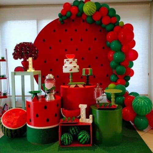 Watermelon Round Background Circle Photo Backdrop Summer Red Baby Shower Birthday Party Decoration Table Cylinder Cover 722