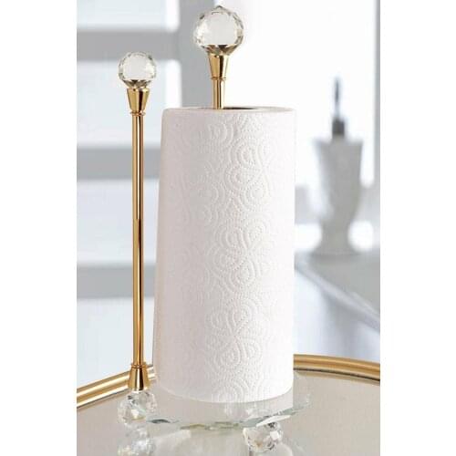 Lux Crystal Knob And Pedestal Glass Metal Upright Towel Holder