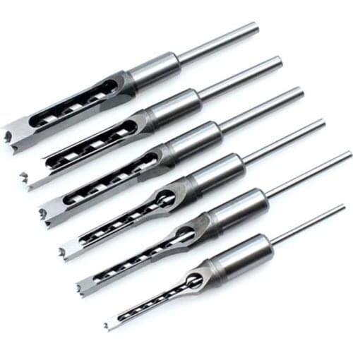 Multi-purpose Square Hole Drill Bit Steel Hardness Sharp Durable Mortising Chisel Set 6.4 mm/8mm/9.5mm/12.7mm/14mm/16mm