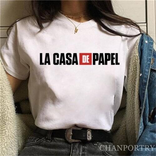 Fashion Women T Shirt New Money Heist Women La Casa De Papel Letter Tshirt Funny Top Tee Fashion Female Summer Clothes T-shirts