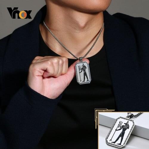 Vnox Vintage Mens Anubis Necklaces,Rock Punk Ancient Egypt Mythology Style Pendant,Stainless Steel Male Gifts Jewelry