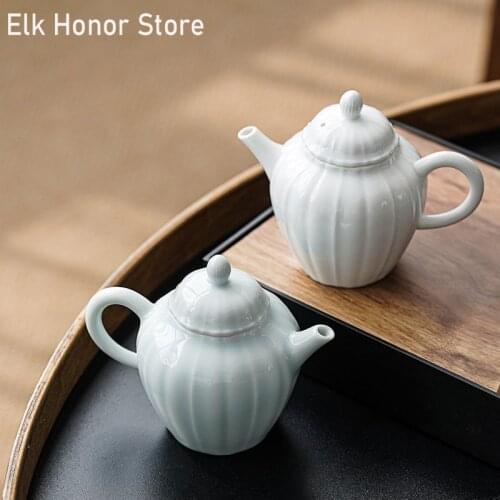 110ml Jade Porcelain Teapots Small Xishi Ceramic Tea Pot White Porcelain Teakettle With Handle Teaset Home Decoration Accessorie