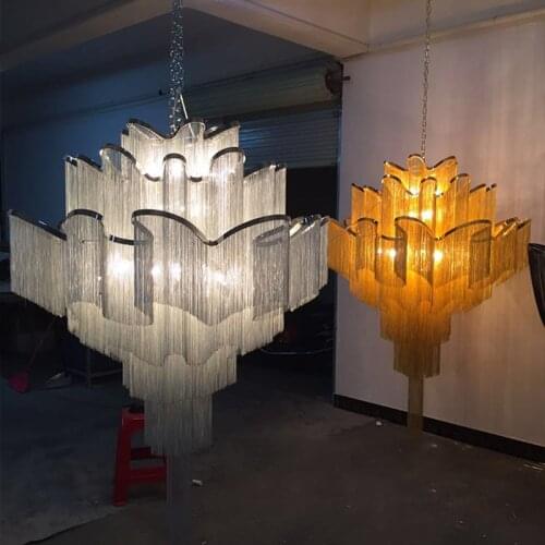 Post-modern Large Luxury Pendant Lamp Fringed Aluminium Chain Pendant Light Home Decor Indoor Lighting Living Room Decoration