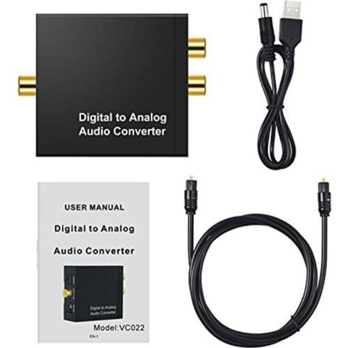 Portable 3.5mm Jack Coaxial Optical Fiber Digital to Analog Audio AUX RCA L/R Converter Digital Audio Decoder Amplifier