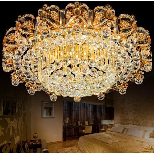 European-style modern personality crystal luxury high-end round flower style bedroom led simple living room ceiling lampLX112002
