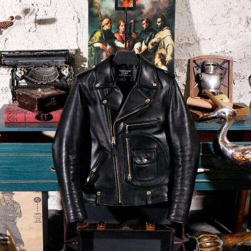 CDJ-24 Asian Size Super Top Quality Heavy Genuine Italian Cow Leather Slim Classic Cowhide Stylish Rider Jacket