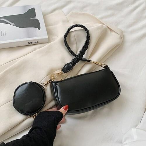 Women 2 pcs/set Shoulder Bags PU Leather Small Armpit Bag Ladys Fashion Subaxillary Bags Female Travel Handbags and Purses