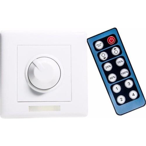 LED Dimmer 86 Wall Switch DC12-24V 8A Single Color IR 12Keys Remote Control For 5050 3528 Single Color LED Strip Light