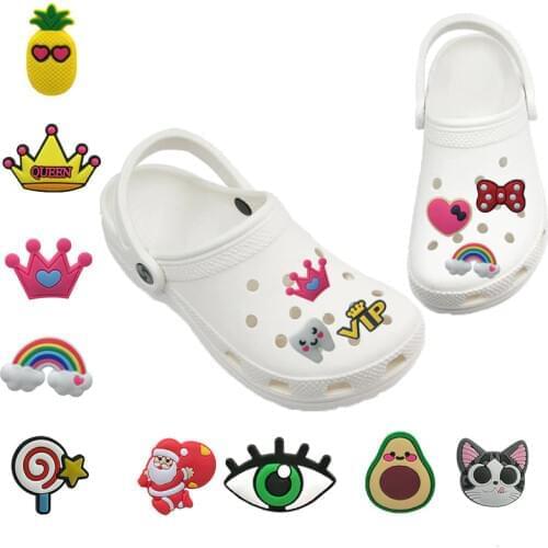 1pcs Rainbow PVC Shoe Charms Accessories Avocado Cactus Decorations for Sandals Ornaments fit Garden Shoes Kids Adult Gift