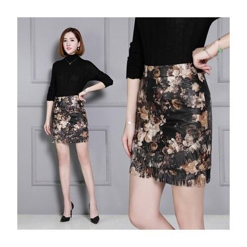 Top brand Fashion Genuine New Sheep Leather Skirt K12 high quality