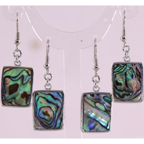 Free Shipping New without tags Fashion Jewelry Natural Rectangle New Zealand Abalone Shell Dangle Earrings 1Pair RU069