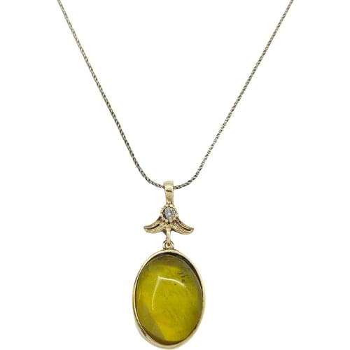 Yellow Amber Squeezing Cubic Zirconia Silver Women 'S Dual Authentic Set Jewelry Midyat Silver