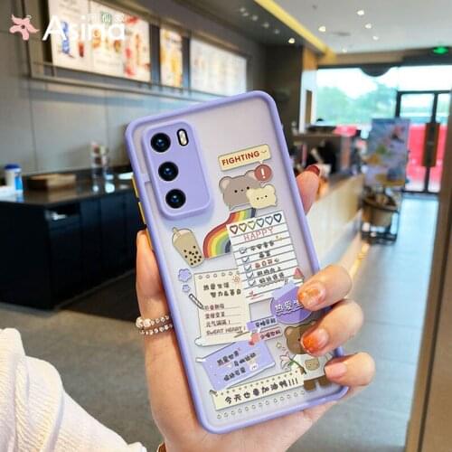 Hard PC Transparent Case For Huawei P40 P30 Mate20 Lite 30 40 Nova 3i Cute Cartoon Cover Bumper For Huawei Honor 20 Funda Capas