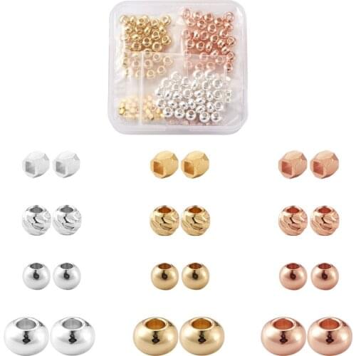 360pc/Box 3mm&6mm Metal Brass Spacer Beads Rondelle Column Flat Round Loose Spacers For Jewelry Making DIY Accessories Mix Color