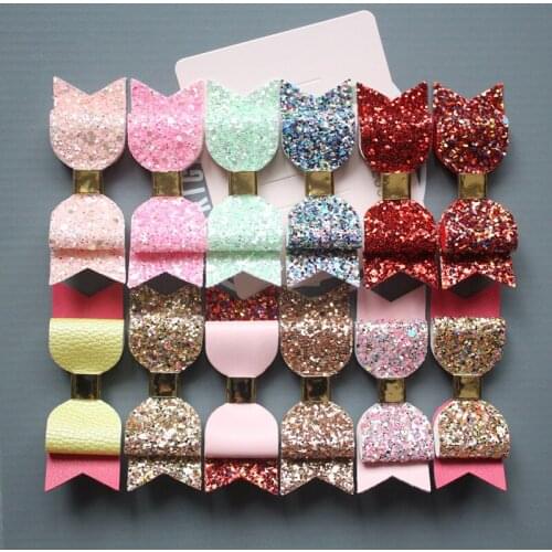 5PCS/LOT Hotsale PU Felt Kid Hair Clip Cute Girls Synthetic PU Leather Hair Grip Prince Girls Hair Barrette Floral Kid Hair Clip