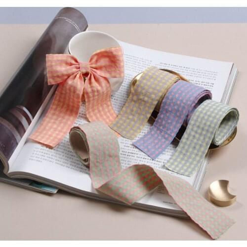 5 yards Colorful lattice satin ribbon for DIY Craft Bow-knot Gift Bouquet Wrapping Curtain Clothing Decoration Accessories