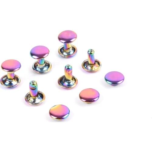 6X6MM Double Cap Rivets Rainbow, DIY Bag Metal Hardware -50pcs