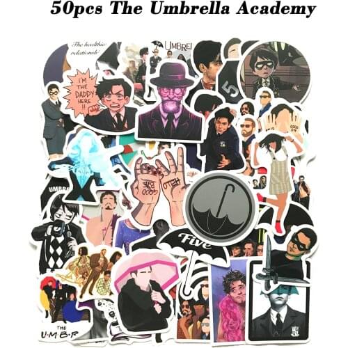 50pcs Umbrella Academy Stickers for car bike motorcycle skateboard suitcase Toy Gift sticker pack PVC Waterproof