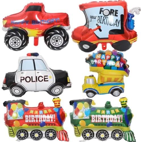 Car balloon cartoon toy police car truck train childrens toy birthday party decoration aluminum film balloon wholesale