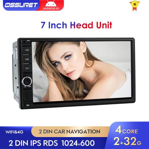 2G 32G Quad Core 2 Din IPS Android 10 Car Radio Multimedia Player Universal GPS Navigation Stereo Audio AM FM RDS DSP 7 Inch SWC