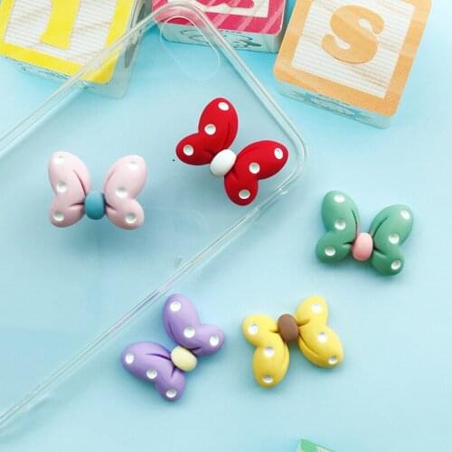 Bowknot Dots 3D Planar Resins Cabochons Flatback 1pcs,DIY Craft Supplies Jewelry Accessories Hairbows Making,1Yc16074