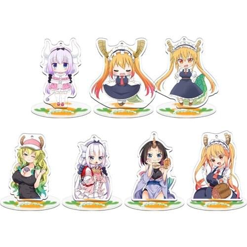 Miss Kobayashis Dragon Maid Cartoon Keychain Acrylic Stand Cosplay Figure Model Plate Elma KannaKamui Toru Tabletop Decor Toy