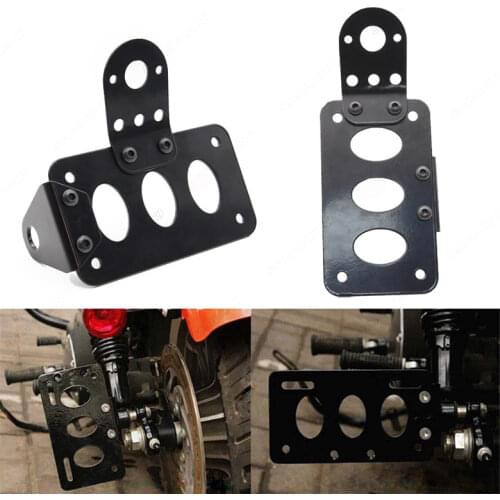 Black Universal Motorcycle Side Mounted Tail Light Frame License Plate Bracket Retro Aluminum Motorcycle Accessories