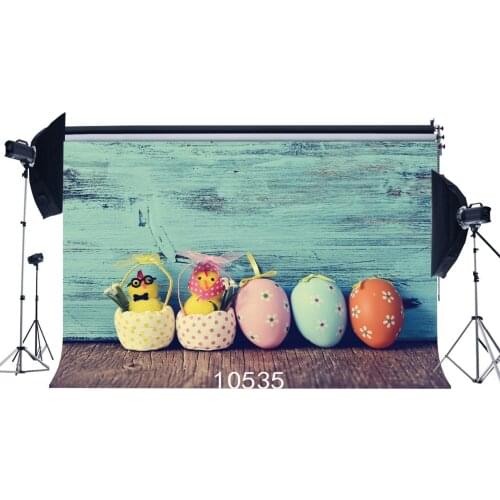 Photography Backdrops Rustic Color Paint Wreathered Wooden Floor Easter Eggs Chick Flower Portraits Background