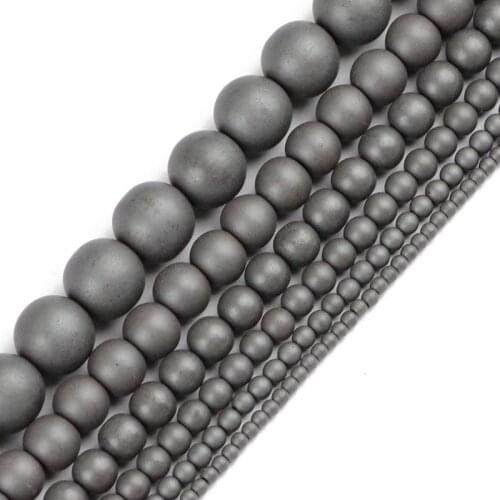 JHNBY Matte Black Hematite beads Natural Stone ore Round Loose beads ball 2/3/4/6/8/10MM Jewelry bracelet Making accessories DIY