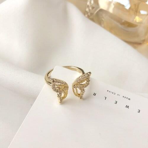ORZTOON Kpop Gold Color Butterfly Adjustable Open Female Ring Retro Bling Personality Ring Gift Trendy Women Jewelry 2021 New