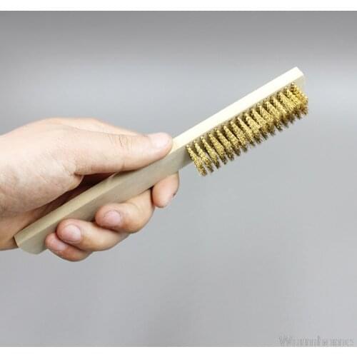 Copper Wire Brass Briste Wood Handle Wire Scratch Brush 208mm For Metal Cleaning Ju30 20 Dropship
