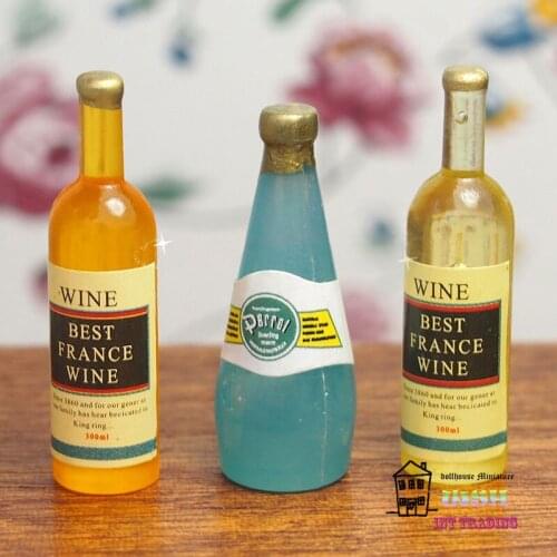 1.42" Dollhouse Miniatur 3 Bottles Wine 1:12 Dolls Accessory Model Pretend Play Doll Food Toy Free shipping