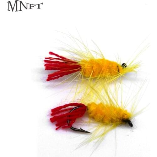MNFT 10PCS 6# Yellow Wool Flies by Hand Bass Trout Fly Fishing Insect Pupae