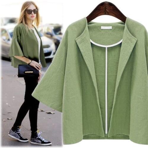 Fashion womens clothing Pattern European Will Code Suit-dress Fat MM Cardigan Womens Short Fund Bat Sleeve Loose Coat 1326 09