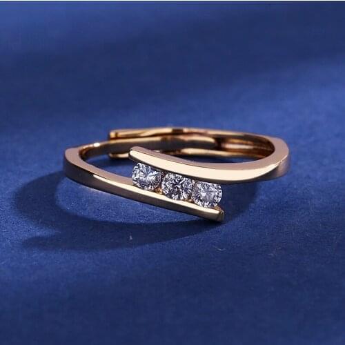 Womens Fashion Gold Color CZ Zircon Wedding Rings Bridal Jewelry White Crystal Gems Engagement Ring Anniversary Gifts