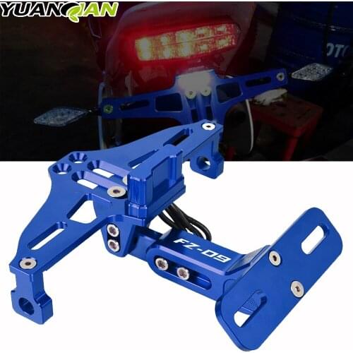 For YAMAHA MT09 FZ09 Tracer 900/900GT Motorcycle Adjustable Angle Aluminum License Number Plate Frame Holder Bracket LED Light