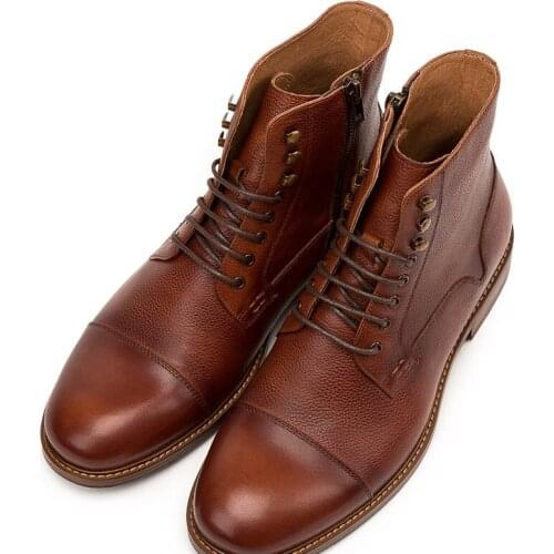 Top Quality Winter British Retro Mens Ankle Boots Real Cow Leather Casual Shoes Lace Up Sapato Masculino Motorcycle Work Boots